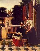 Pieter de Hooch Woman and a Maid with a Pail in a Courtyard Germany oil painting reproduction